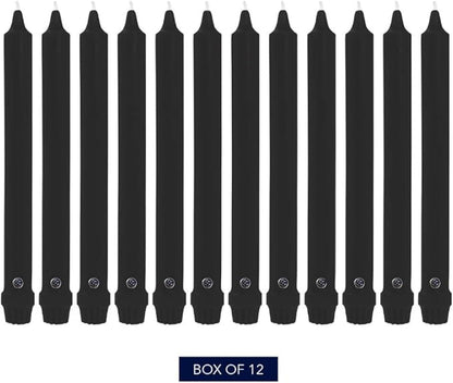 Colonial Candle Unscented Taper Candle, Classic Collection, Black, 10 in, Pack of 12 - Up to 8