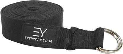 Everyday Yoga Super Strong Strap with Metal D-ring Buckle - Improve Flexibility, Stretching, and