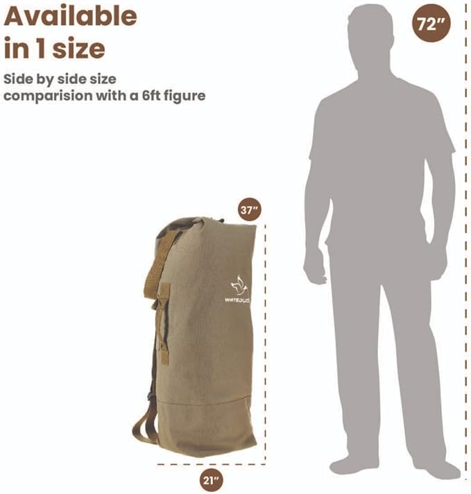 WHITEDUCK G.I Top Load Military Rucksack Style Double Strap Duffel Bag Heavy Duty and Water