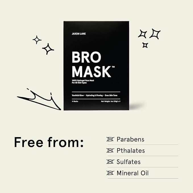 BRO MASK: Korean Face Mask for Men | 2 Pc. Hydrating Anti Aging Sheet Masks Contain Vitamin C