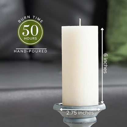 Simply Soson 3x6 inch White Rustic Gardenia Pillar Scented Candle - 3 Pack - for Home Decor