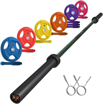 7FT Olympic Barbell Bar with Weight Plate Set Combo, Solid Olympic Bar with Bearings, 700Lbs