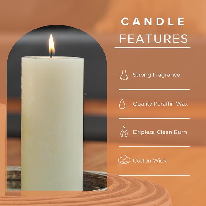 Simply Soson 3x6 in. Ivory Scented Candles Set of 3 - Eucalyptus Sage, Citrus, Rustic Lavander