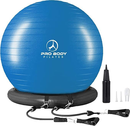 ProBody Pilates Yoga Ball Chair, Exercise Ball Chair with Base or Stand for Home Office Desk