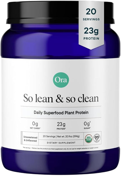 Ora Organic Vegan Protein Powder - 23g Plant Based Pea Protein + Superfood for Women and Men