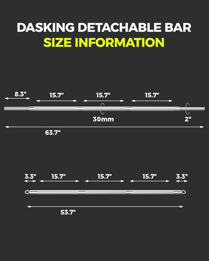 DASKING 4ft/4.9ft Barbell, 1-Inch Standard Detachable Bar, Portable Strength Training Bar for