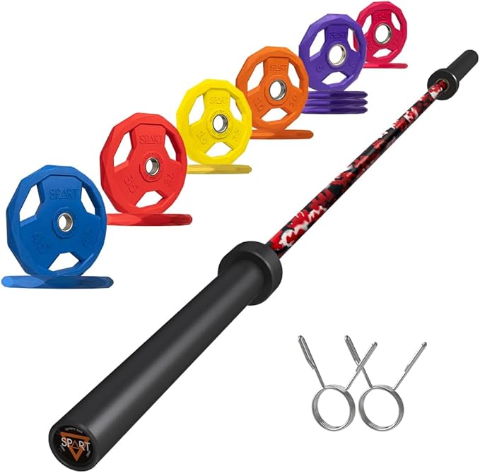 7FT Olympic Barbell Bar with Weight Plate Set Combo, Solid Olympic Bar with Bearings, 700Lbs