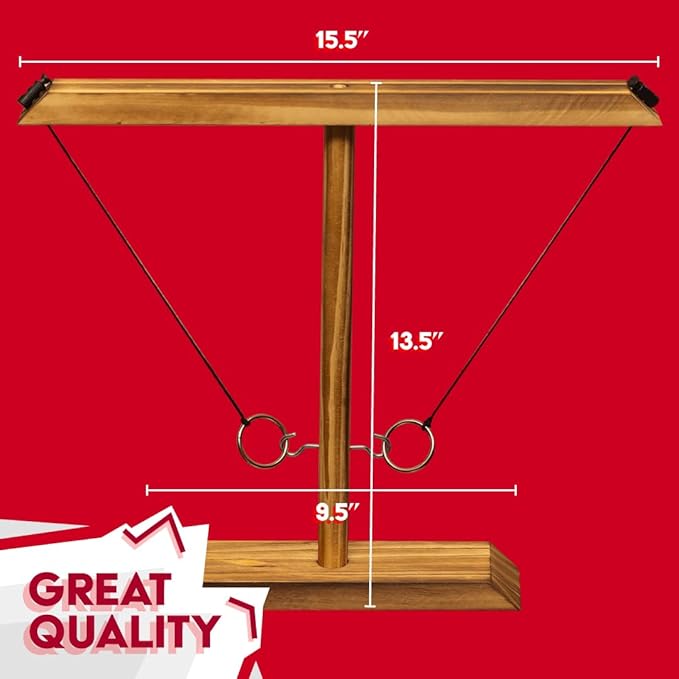 Premium Wooden Swing Ring Hook Game Set with Shot Glasses – Indoor/Outdoor Fun for Adults, Kids