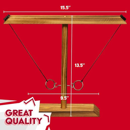 Premium Wooden Swing Ring Hook Game Set with Shot Glasses – Indoor/Outdoor Fun for Adults, Kids