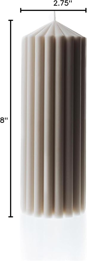LAWA Ribbed Peak Pillar Candle - Large Beautiful Handmade Pillar Scented Soy Wax Candle Elegant