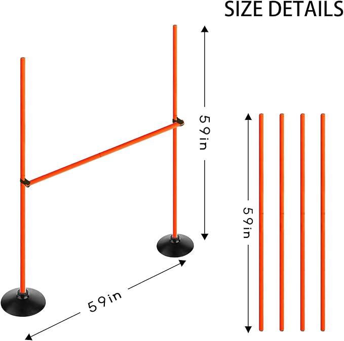 Orange Adjustable Height Agility Hurdle Set Multi-Function Soccer Trainning Pole Set Coaching