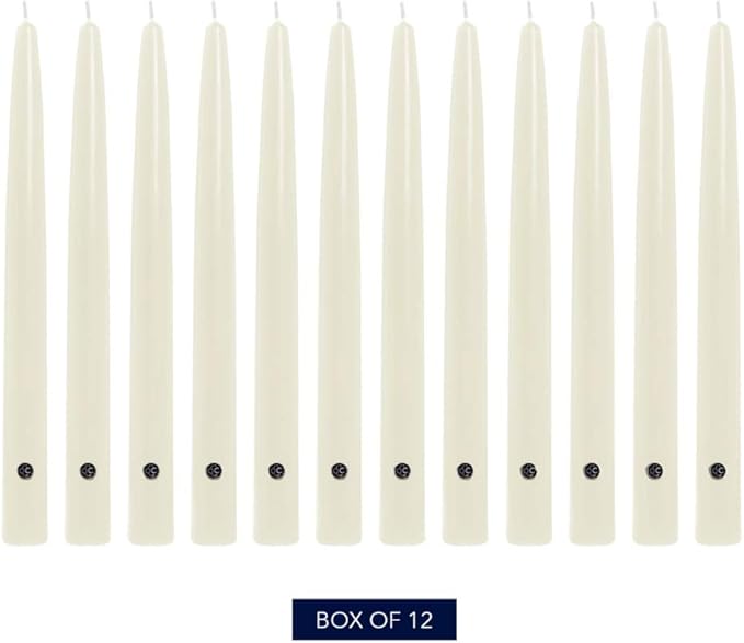 Colonial Candle Unscented Taper Candle, Handipt Collection, Ivory, 10 In, Pack of 12 - Up to 8