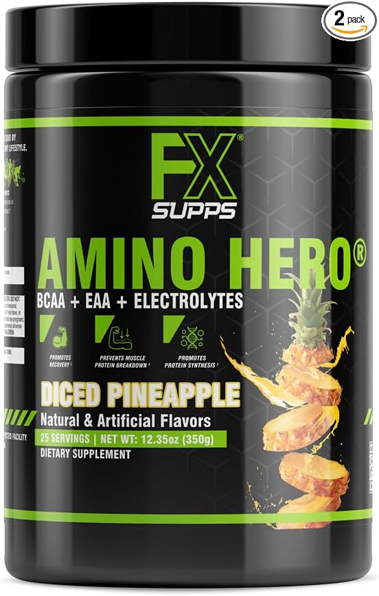 FXSUPPS Amino Hero Diced Pineapple Flavor(25 Servings)|Post-Workout Recovery Drink for Men and