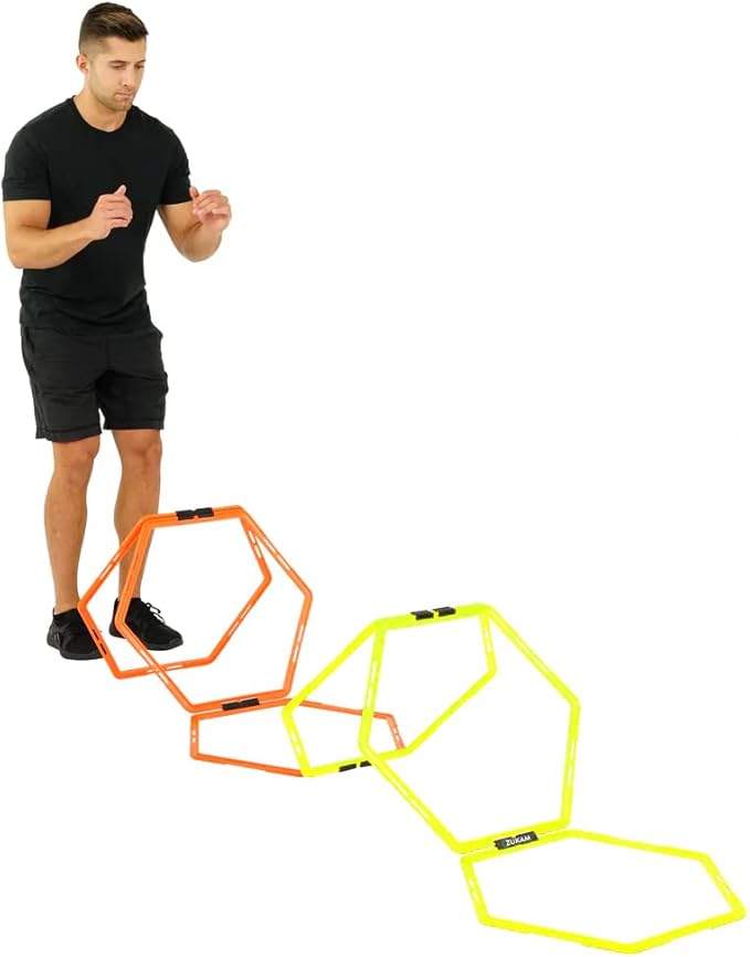 Hex Agility Rings for Speed Training & Agility Footwork Training Speed Hurdles Ladder with Carrying
