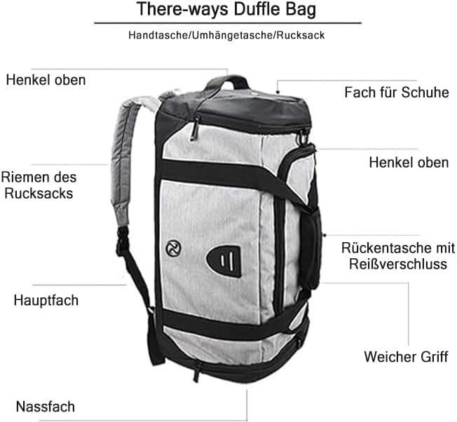 Gym Duffle Bag Backpack Waterproof Sports Duffel Bags Travel Weekender Bag for Men Women Overnight