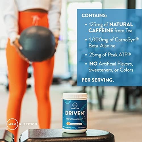 MRM Nutrition Driven Pre-Workout Powder | Mixed Berry Flavored | 125mg Caffeine | Pure Ingredients|