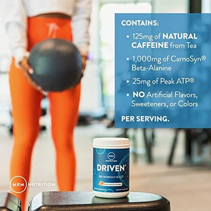 MRM Nutrition Driven Pre-Workout Powder | Mixed Berry Flavored | 125mg Caffeine | Pure Ingredients|