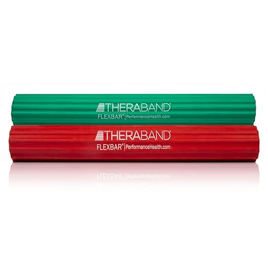 THERABAND FlexBar, 2 Pack, Red, Green, Therapy Twist Bar, Hand & Wrist Strength, Tennis & Golfer's