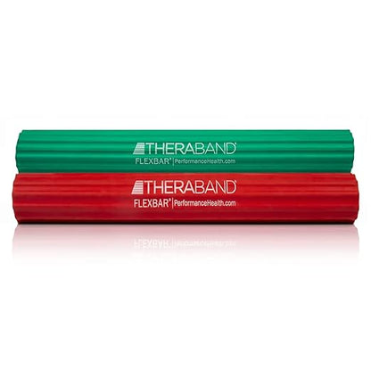 THERABAND FlexBar, 2 Pack, Red, Green, Therapy Twist Bar, Hand & Wrist Strength, Tennis & Golfer's