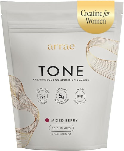 Arrae Tone Gummies – Creatine Monohydrate 5g for Women – Support Lean Muscle, Strength & Recovery