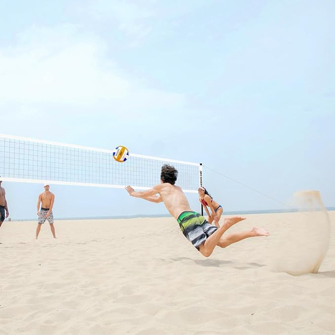 Outdoor Heavy Duty Volleyball Net Set, Anti-Sag Design, Adjustable Aluminum Poles, Portable