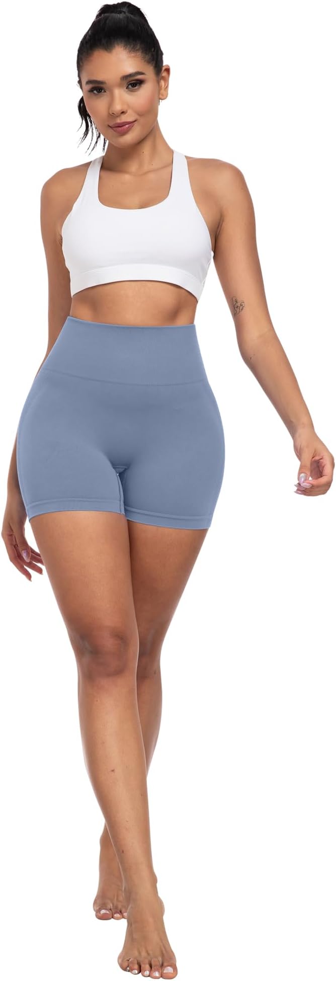 CHRLEISURE Women's 4 Packs Workout Gym Shorts, High Waisted Butt Lifting Scrunch Butt Seamless