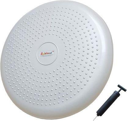 AppleRound Inflated Wobble Cushion with Hand Pump, Air Stability Board (Extra Thick), Core Balance