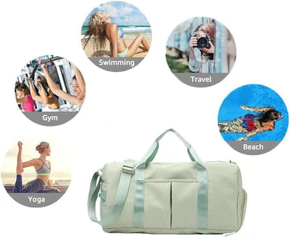ZUEVI Sports Gym Duffel Bag for Women Waterproof Weekender Travel Bag with Shoes Compartment Dry