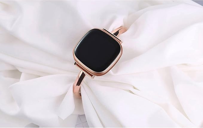 Silm Band Compatible with Fitbit Versa 4/Fitbit Sense 2 Band Cute Women, Bling Jewelry Metal Strap