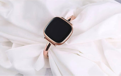 Silm Band Compatible with Fitbit Versa 4/Fitbit Sense 2 Band Cute Women, Bling Jewelry Metal Strap