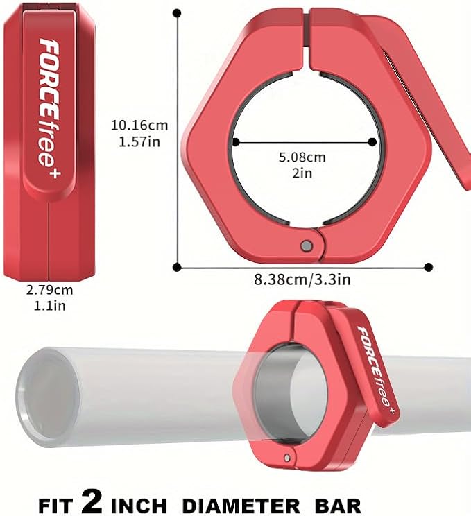 Barbell Clips (Pair), Barbell Clamps, Quick Release Olympic Barbell Clamps with Anti Slip TPR Grip