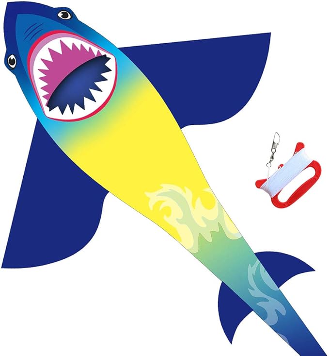 HONBO Large Shark Kites for Kids & Adults, Easy to Fly, Beginner Kite for Boys & Girls for Outdoor