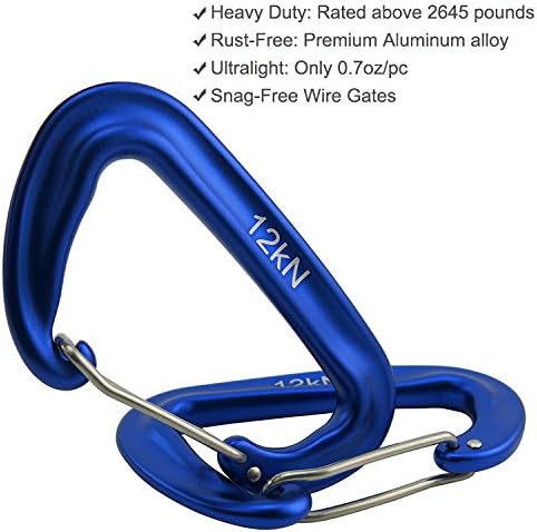 12kN 3.2"x2" Heavy-Duty Carabiner Clips - Durable, Lightweight Aluminum Alloy Carabiners for