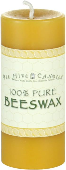 100% Pure Beeswax Pillar Candle (2" x 4") | Natural Beeswax Candles | Soy, Paraffin & Fragrance