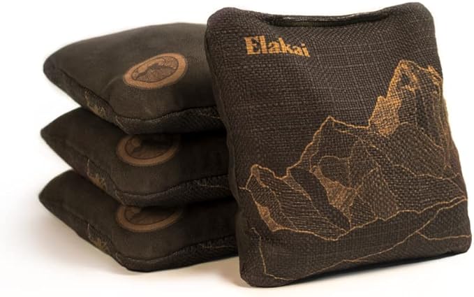 Elakai Cornhole Bags All Weather Dual Sided Slick and Stick Regulation Size and Weight Set of 4