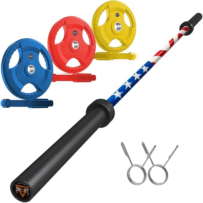 7FT Olympic Barbell Bar with Weight Plate Set Combo, Solid Olympic Bar with Bearings, 700Lbs