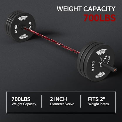 7FT Olympic Barbell Bar with Weight Plate Set Combo, Solid Olympic Bar with Bearings, 700Lbs