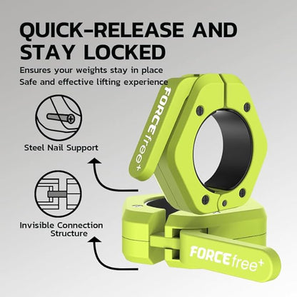 Barbell Clips (Pair), Barbell Clamps, Quick Release Olympic Barbell Clamps with Anti Slip TPR Grip
