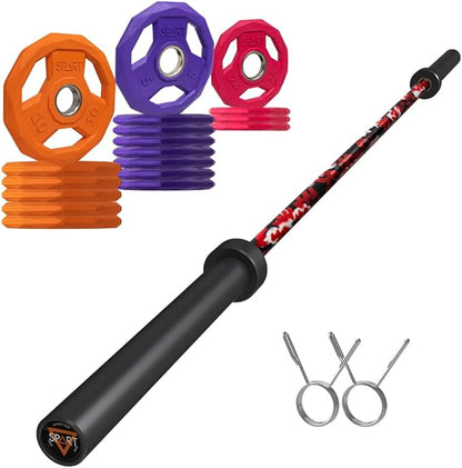 7FT Olympic Barbell Bar with Weight Plate Set Combo, Solid Olympic Bar with Bearings, 700Lbs