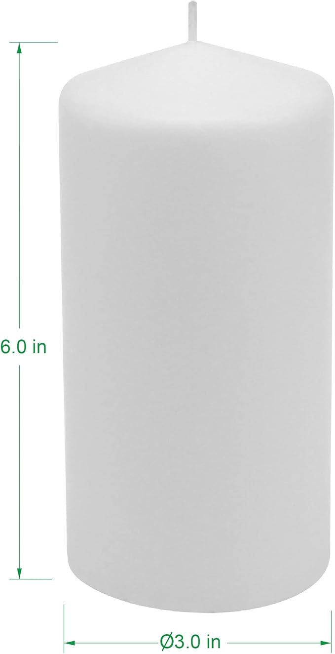 Stonebriar Unscented White Tall Pillar Candles, 65 Hour Burning Candle Pillars, Perfect for Decor