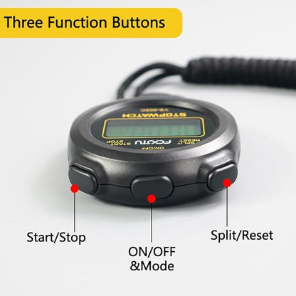 FCXJTU Simple Stopwatch Timer, Single Lap Stopwatch Countdown Timer, No Hourly Beep, On/Off, AAA