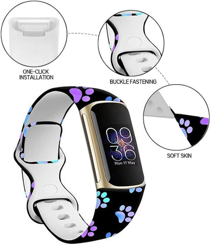 Sport Bands Compatible with Charge 6 /Charge 5 for Women Men,Soft Waterproof Replacement Straps