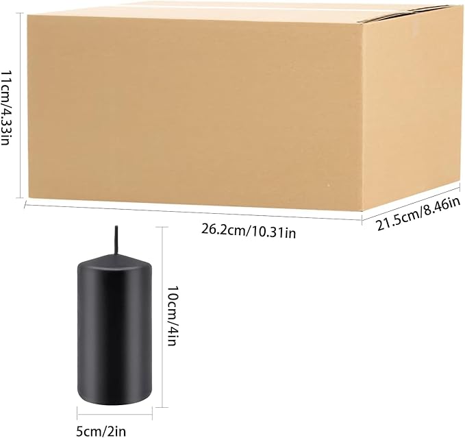 2"x4" High Black Pillar Candles, Set of 20 Unscented. Bulk Buy. Ideal for Halloween, Wedding