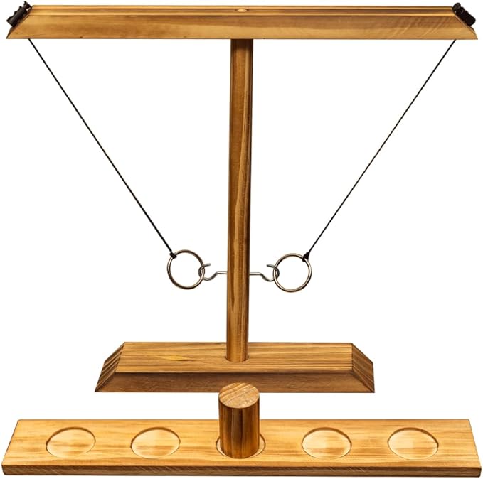Premium Wooden Swing Ring Hook Game Set with Shot Glasses – Indoor/Outdoor Fun for Adults, Kids