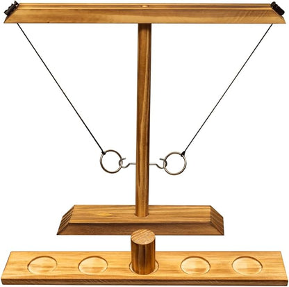 Premium Wooden Swing Ring Hook Game Set with Shot Glasses – Indoor/Outdoor Fun for Adults, Kids