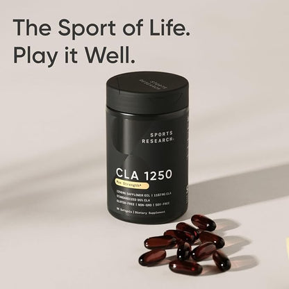 Sports Research CLA - 1250mg with Active Conjugated Linoleic Acid for Men and Women | Non-GMO, Soy