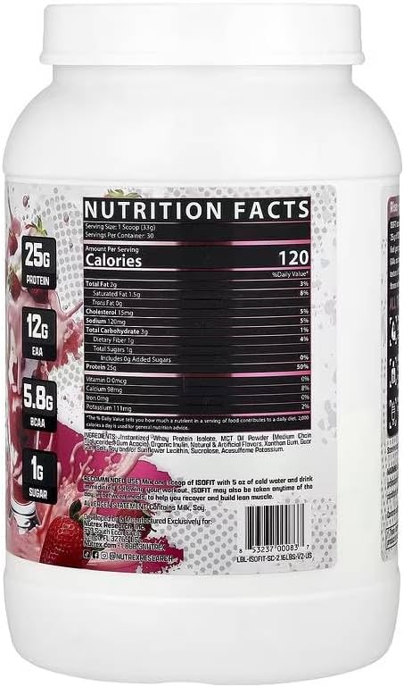 Nutrex Research IsoFit Whey Protein Powder Instantized 100% Whey Protein Isolate (30 Servings (Pack