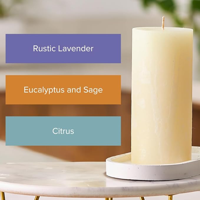 Simply Soson 3x6 in. Ivory Scented Candles Set of 3 - Eucalyptus Sage, Citrus, Rustic Lavander