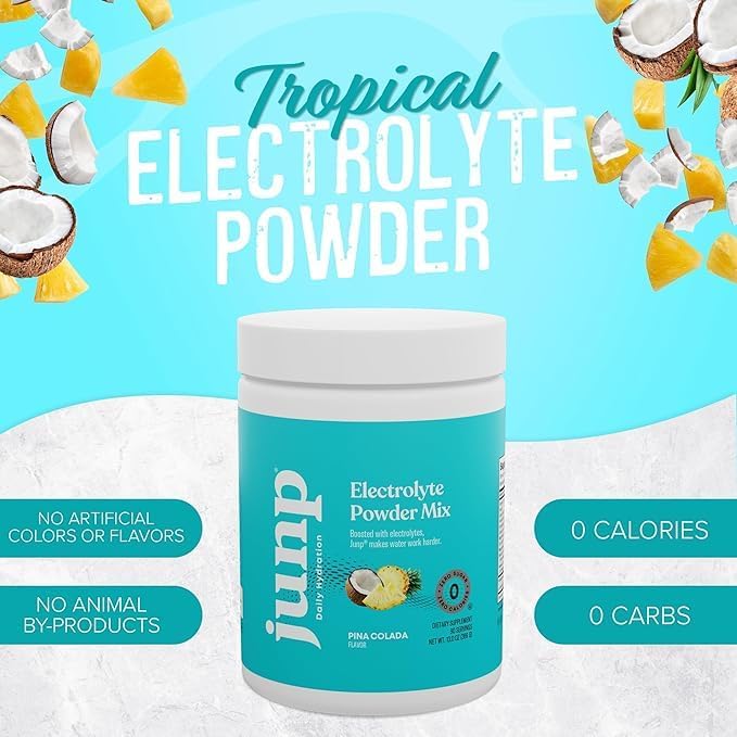 JUNP Electrolytes Powder No Sugar No Carbs – Pina Colada Coconut Pineapple Drink Mix - Potassium &