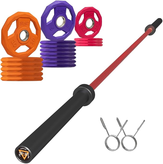 7FT Olympic Barbell Bar with Weight Plate Set Combo, Solid Olympic Bar with Bearings, 700Lbs